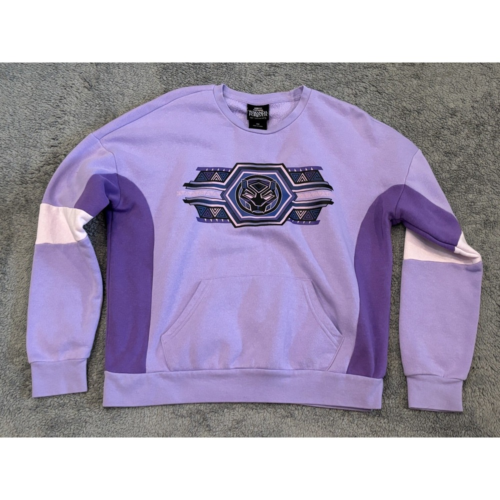 Her Universe Marvel Black Panther Wakanda Forever Sweatshirt Purple Small Pocket